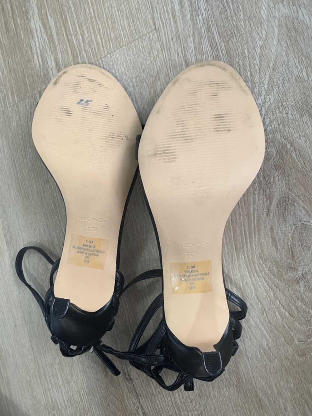 Nine West Black Open-Toe Lattice Ankle-Strap Heels - Picture 4 of 5